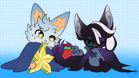 [Fanart] AztralBat and Dio Ong(bat form) Eating Berries